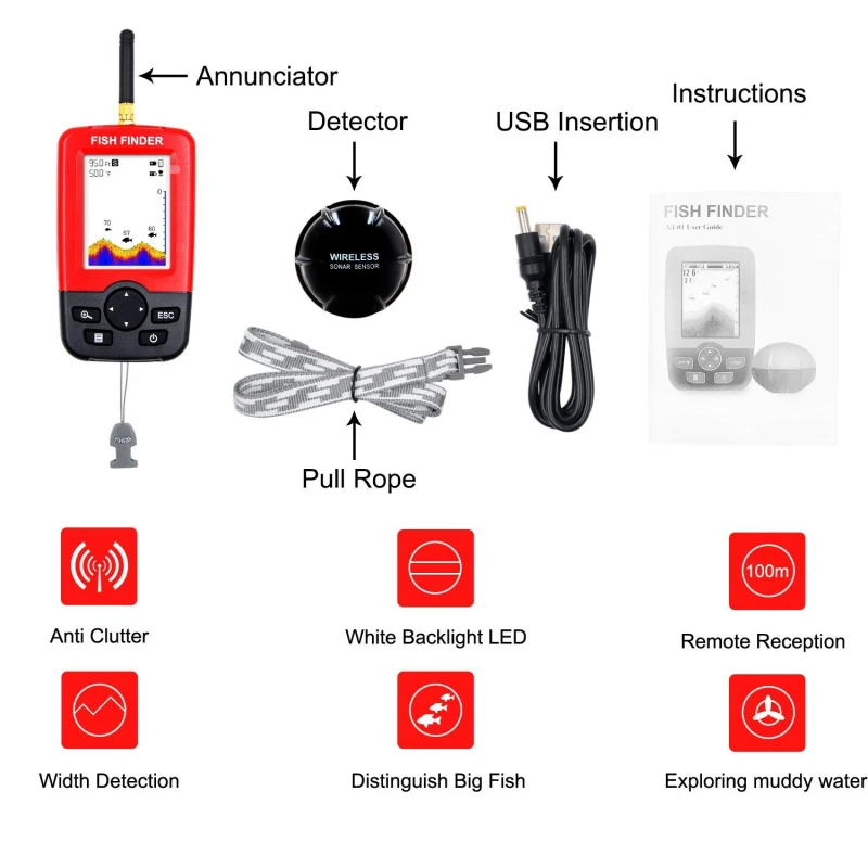 Display Portable fish finder e - Fishing Boat Depth Finder incelemesi ve fiyatı
