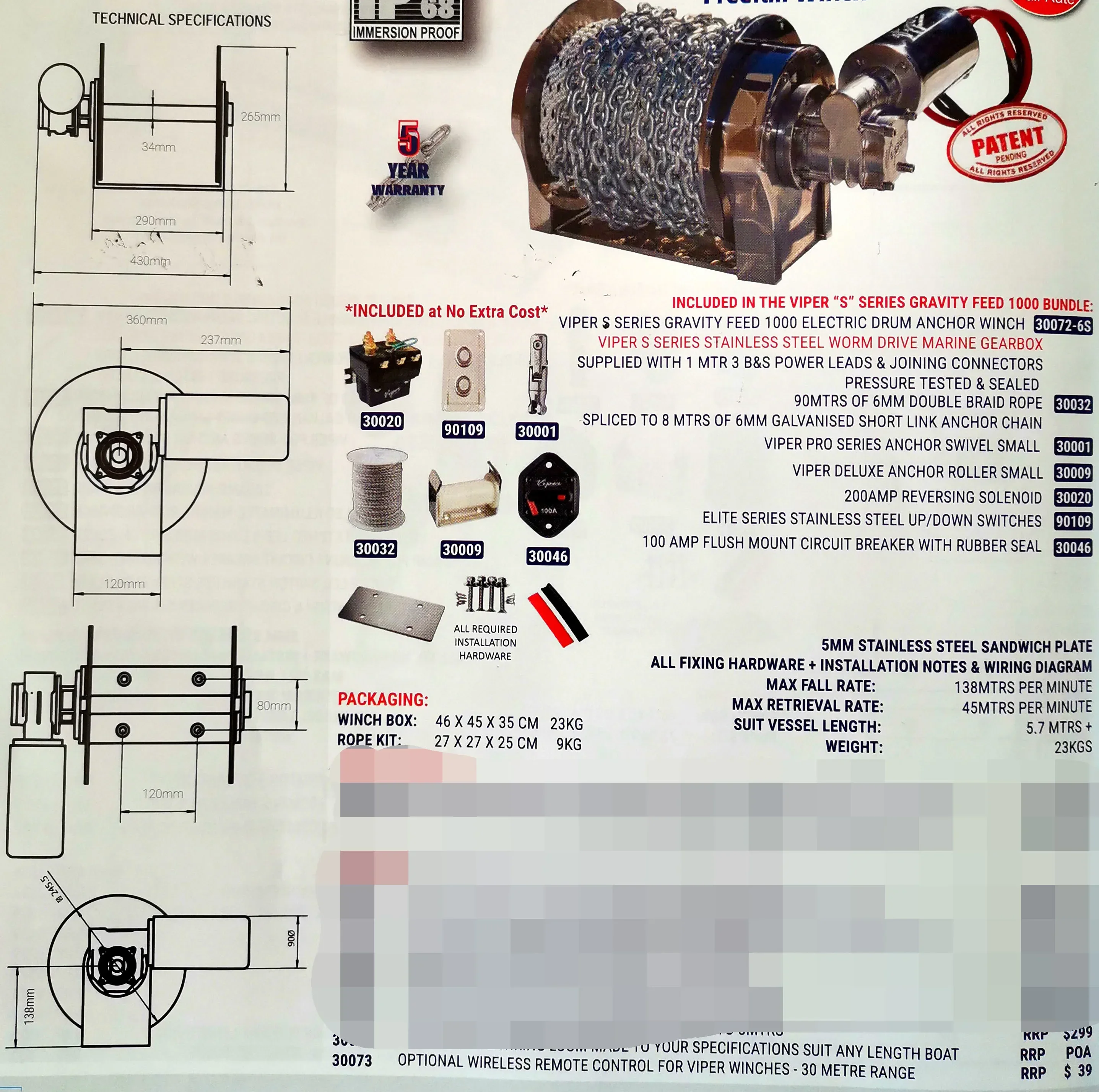 Marine Equipment 1000W 316 Sta - Fishing Boat Anchor Winch incelemesi ve fiyatı