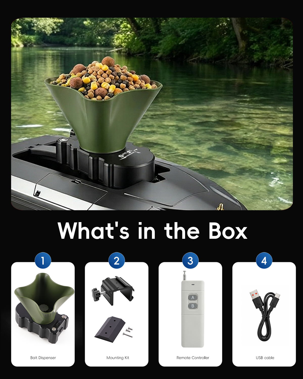 360° Rotating Bait Dispenser & - Fishing Boat Anchor Winch incelemesi ve fiyatı