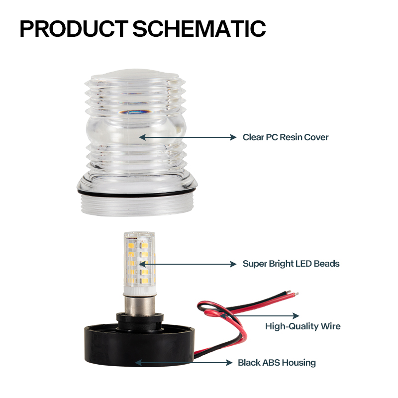 12V Marine LED Anchor Light Wa - Fishing Boat Navigation Light incelemesi ve fiyatı