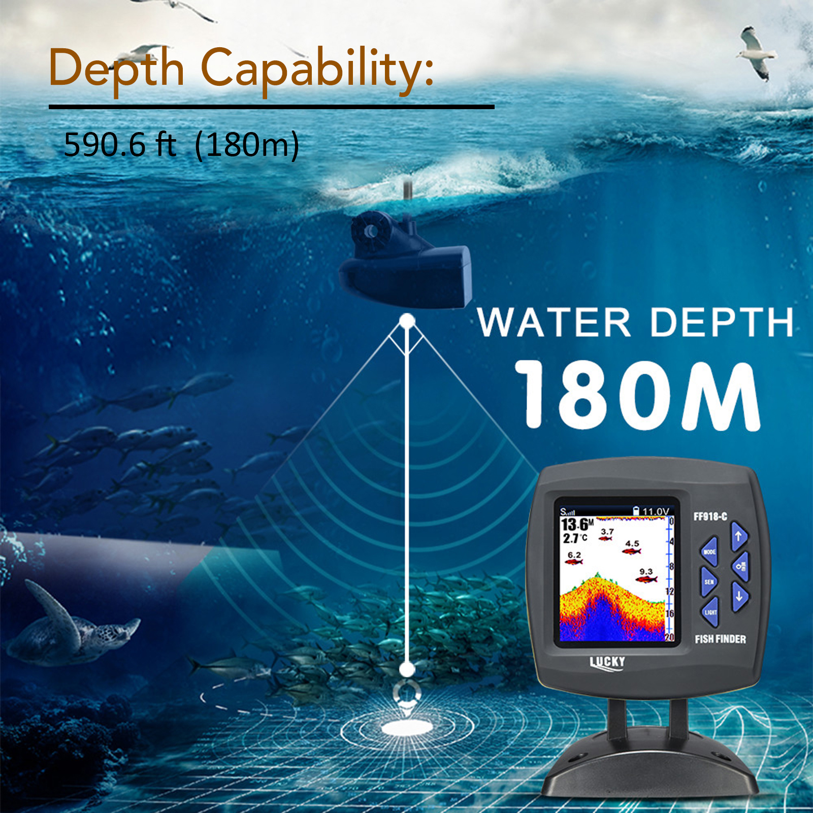 Portable Fish Finder Wireless  - Fishing Boat Depth Finder incelemesi ve fiyatı