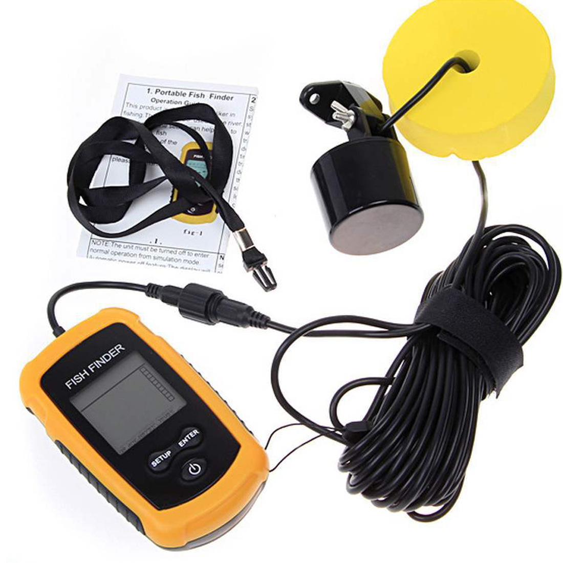 Alarm 100M Portable Sonar Fish - Fishing Boat Depth Finder incelemesi ve fiyatı