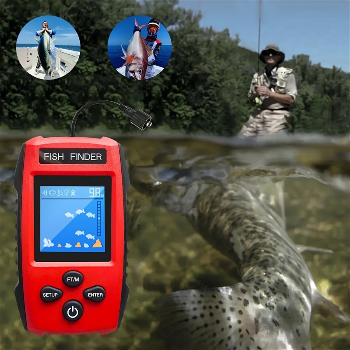 Color LCD Fish Finder Wired So - Fishing Boat Depth Finder incelemesi ve fiyatı