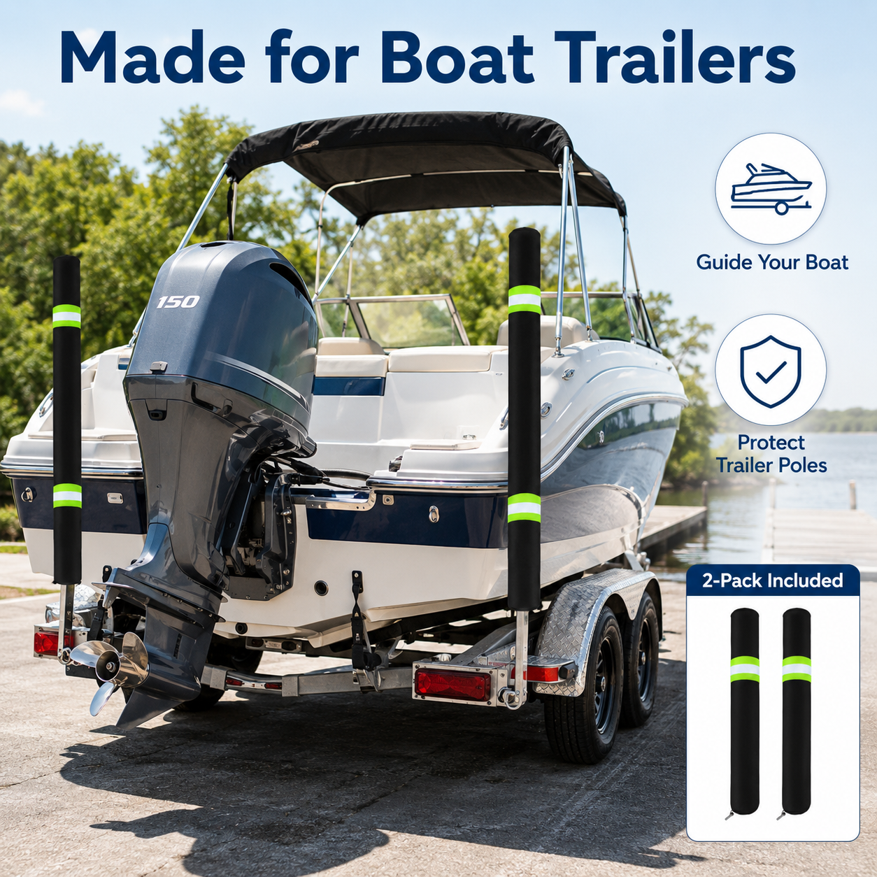 2Pcs Boat Trailer Guide Pole C - Fishing Boat Cover incelemesi ve fiyatı